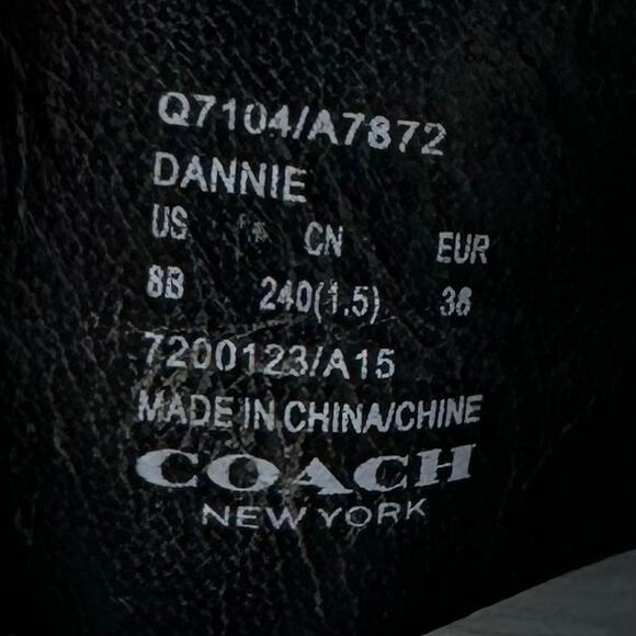 Coach Dannie Ankle Strap Sandals 8B Flats Open Toe Black White Gold Studs - Picture 15 of 15